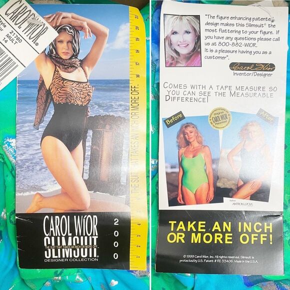 NWT Carol Wior Swimsuit Size 14 Multicolor One Piece Shaping Slimsuit USA Made - Picture 10 of 13